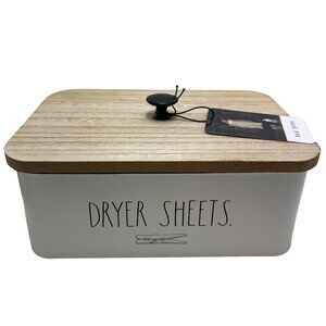Rae Dunn Dryer Sheets Storage Box With Wooden Lid - Add Class & Sass To Your Lau